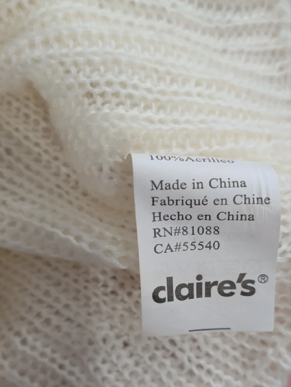 Claire's Cream White Knit Slouch Beanie